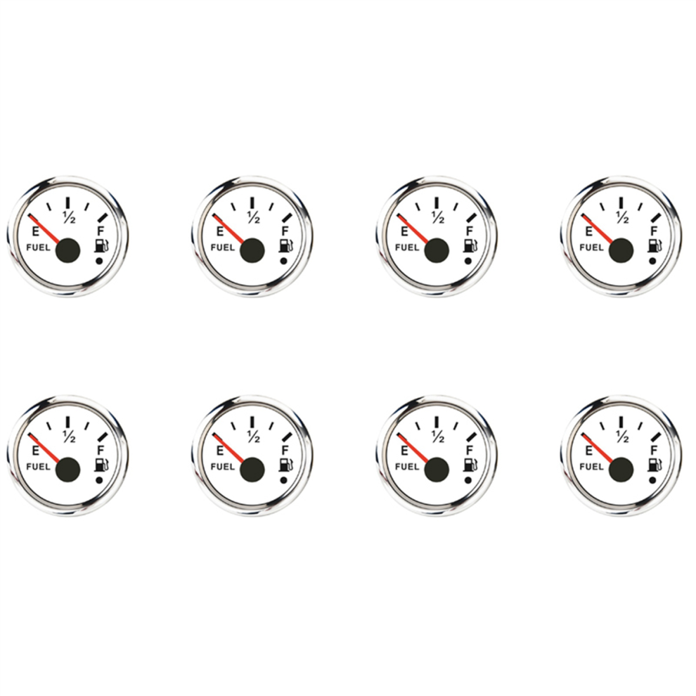52Mm Fuel Level Gauge 0-190Ohm Switchable 240-33Ohm With Alarm White 4854095348372