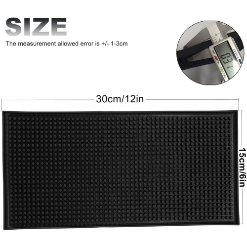 Conjunto de 3 Tapetes Pretos para Bar, Tapete Antiderramamento para Coquetéis, para Bancada, 12 x 6 polegadas 1