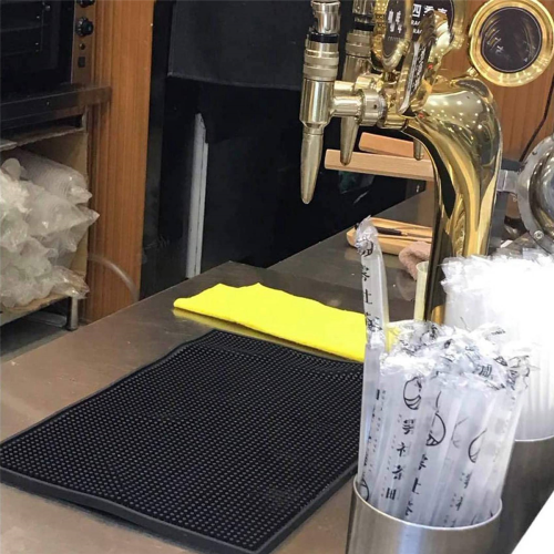 Conjunto de 3 Tapetes Pretos para Bar, Tapete Antiderramamento para Coquetéis, para Bancada, 12 x 6 polegadas 2