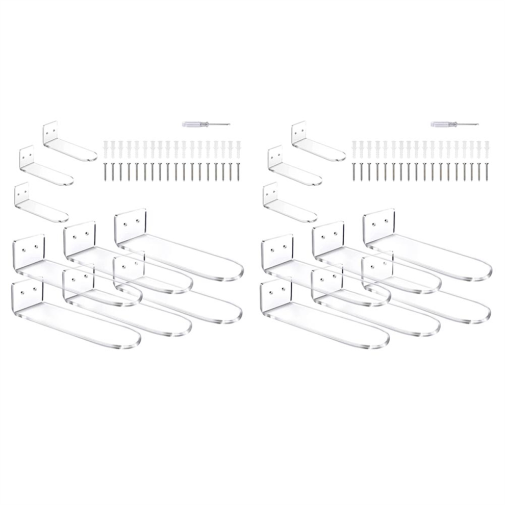 9 Pcs Clear Acrylic Floating Shelves For Wall Mount,Shoe Shelves 4854095353024