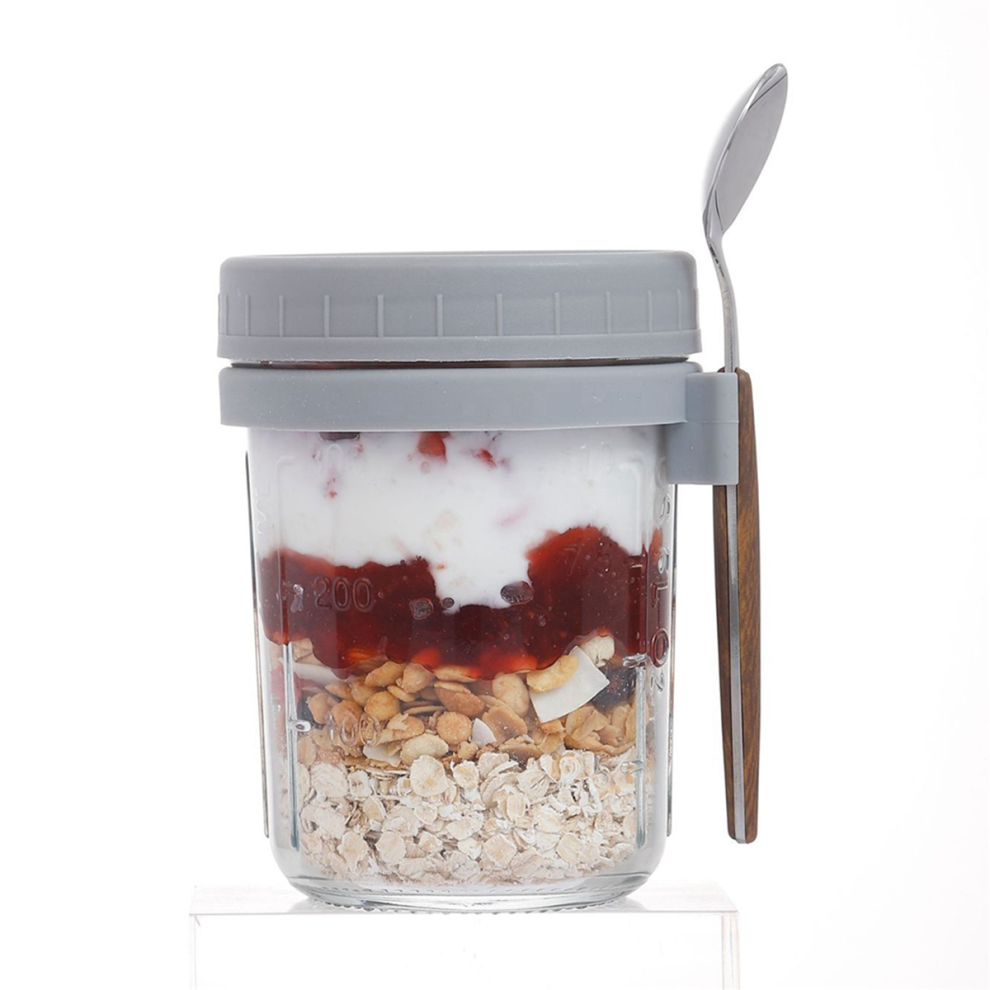 Confezione Da 4 Barattoli Di Fiocchi D'avena Per La Notte Con Coperchi E Cucchiai