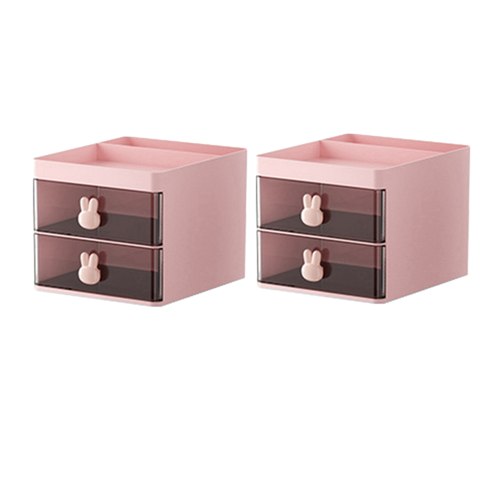 Scatola Portaoggetti Da Scrivania Con Tubo Trasparente E Cassetto Rosa