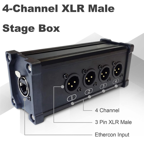 4-Channel 3-Pin Ethercon Cable Extender, for Stage Lighting, XLR, 2