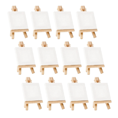 Conjunto de mini cavalete para artistas com 12 peças + mini tela de 3 polegadas x 3 polegadas para pintura 1