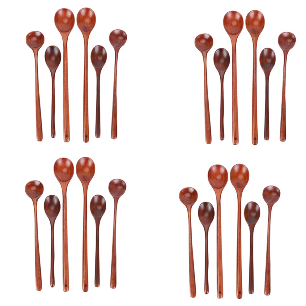 6 Cucchiai Da Cucina In Legno Per Mangiare, Mescolare E Mescolare