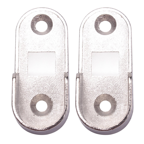 Suporte de haste oval para cabide de guarda-roupa, par de tom prateado 1