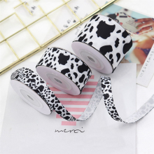3Pcs White Black Cow Print Wired Edge Ribbon for DIY Crafts Party
