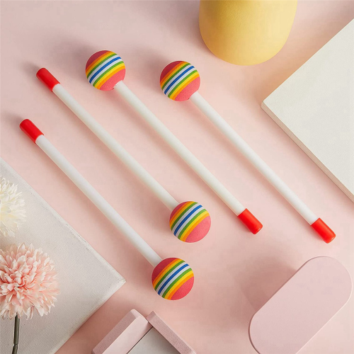 12 τεμάχια σφυράκια Lollipop Drum Sticks στρογγυλά σφυριά ουράνιου τόξου 2