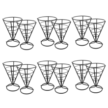 6 peças de suporte de arame para cesta de cone frito, suporte para servir batatas fritas, suporte de exibição