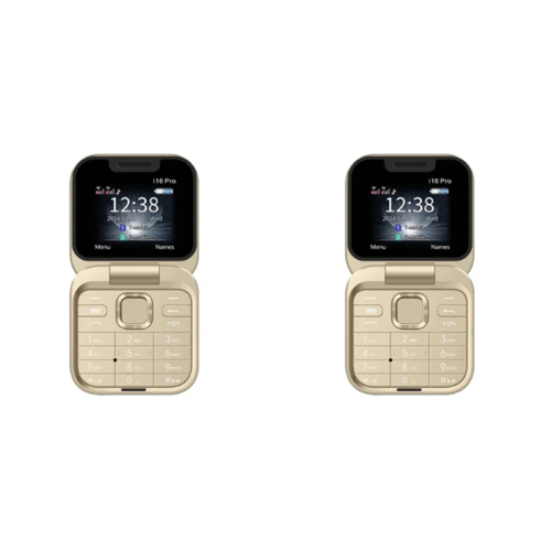 Mini Flip Mobile Phone 2SIM Card Small Display Foldable Phone(Gold)