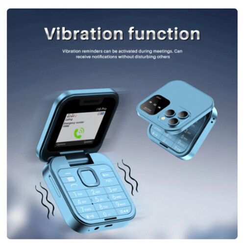 Mini Flip Mobile Phone 2SIM Card Small Display Foldable Phone(Blue) 1