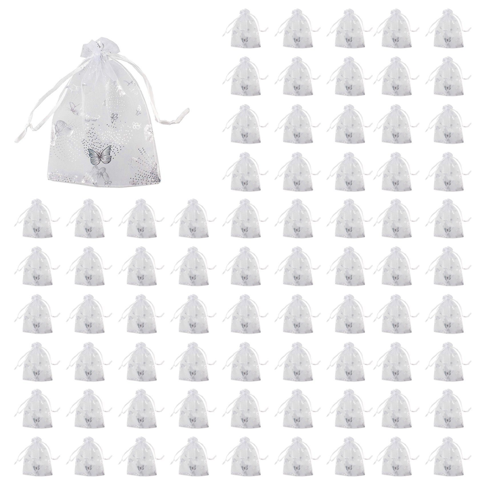100 Sacchetti Regalo In Organza A Forma Di Farfalla, 9 X 12 Cm, Bianchi