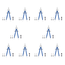 Juego de geometría con cerradura, compás matemático y de precisión, de metal (azul)