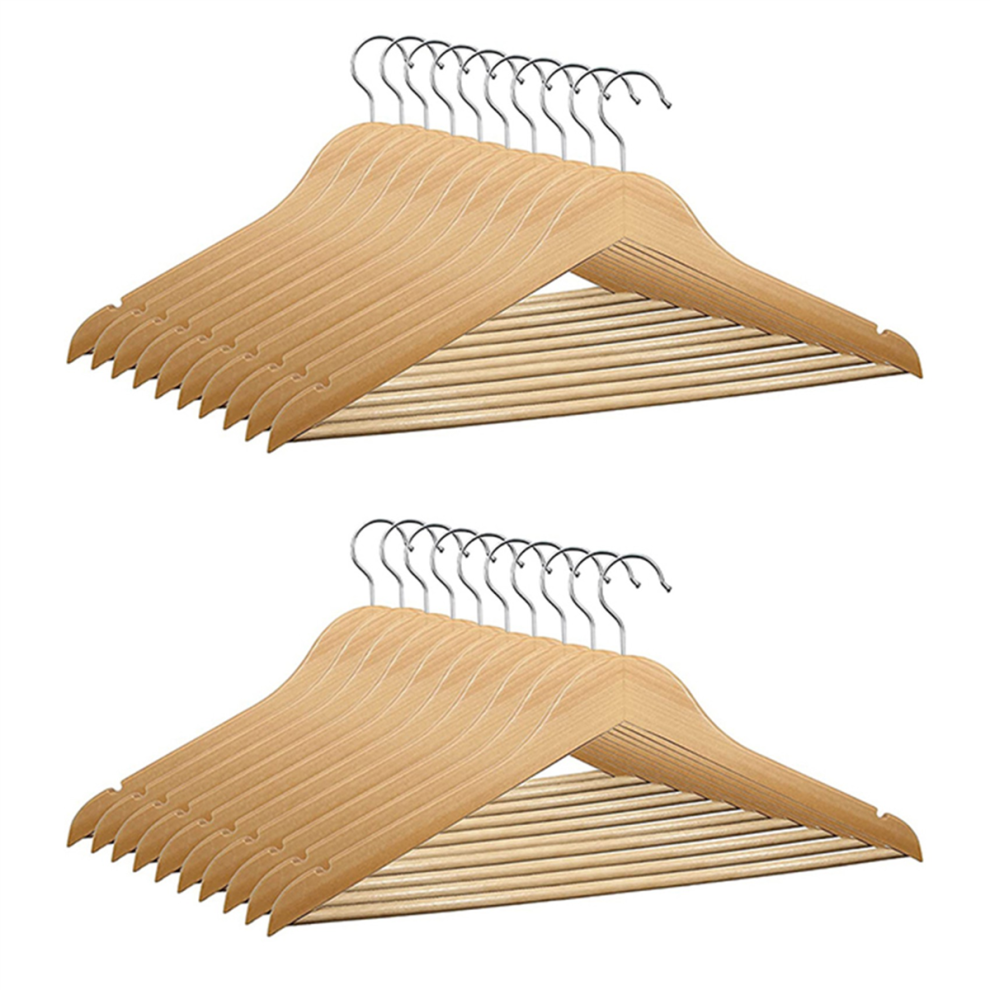 10 cintres en bois 44,5 x 23 cm, rotation à 360 degrés