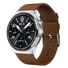 (Braun) 1,3 Zoll Lederband IP68 wasserdichte Smartwatch Braunes Lederband
