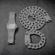 3 stücke Hip Hop Halskette Armband Uhr Set Iced Out Bling Kette Männer Schmuck Frauen Zubehör