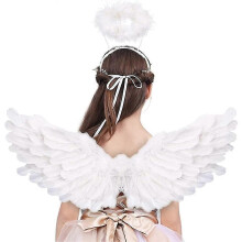 (Valkoinen) Angel Wings ja Halo Adult White Angel Wings lapsille Halloween Joulu