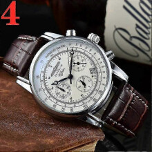 (4) Zeppelin Uhr Top Wasserdicht Echtes Leder Business Casual Quarzuhr Herren Drei Augen Multifunktionale
