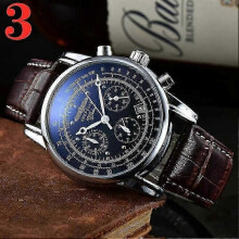 (3) Zeppelin Uhr Top Wasserdicht Echtes Leder Business Casual Quarzuhr Herren Drei Augen Multifunktionale