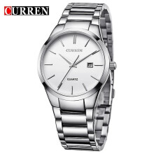 (Silber weiß) Curren Luxus Classic Fashion Business Herren Uhren Display Datum Quarz-uhr Armbanduhr