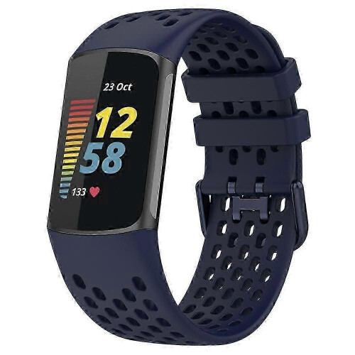 (Navy Blue-Ocean blue)Fitbit Charge 6/5 Replacement Band - Breathable Silicone Strap for Smartwatch 2
