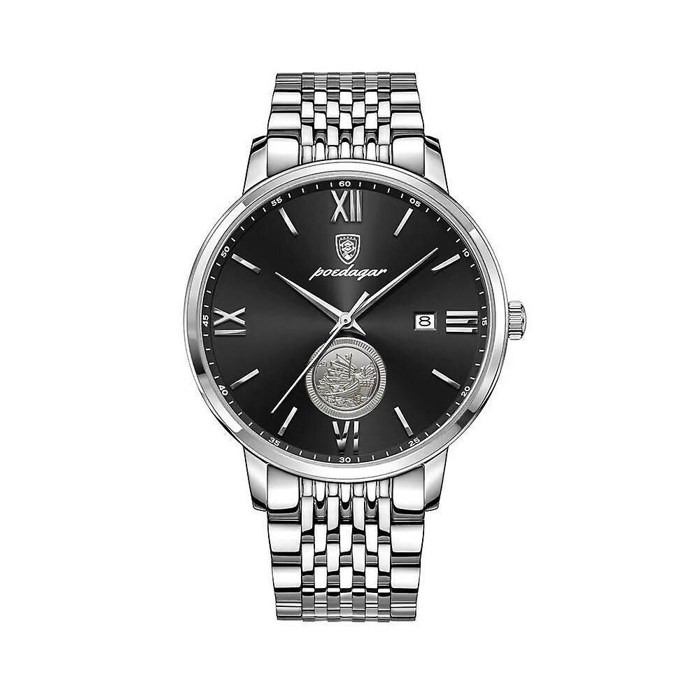 (Boîtier argenté nouilles noires) Montre homme lumineuse et étanche importée