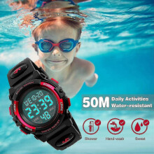 (rot) Kinder Digital Sportuhr für Jungen Mädchen, Jungen Wasserdicht Casual Electronic Analog Quarz