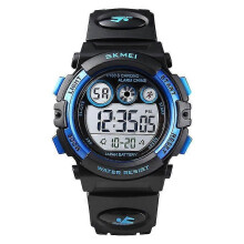 (Schwarz Blau)Kinder Digitaluhr Wasserdichte Sportarmbanduhr mit LED-Licht für Jungen Mädchen