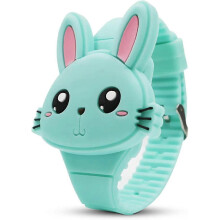 Barnklocka, flickklocka Digital söt form LED mode silikonarmband clamshell design armbandsur flickor
