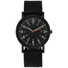 Montre à quartz pour homme (noire), bracelet souple et précis, bracelet en nylon tressé, lumineuse,