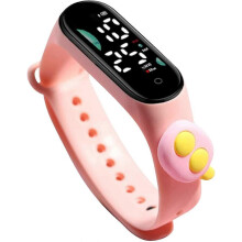 (Rosa Glassglass) LED Digitalklocka, Tecknad Vattentät Silikonarmbandsklocka, Elektronisk Sport Digital