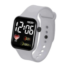 (Grau) LED elektronische Uhr Regenbogen quadratisch wasserdicht digital Outdoor Sport Student Uhr elektronisch
