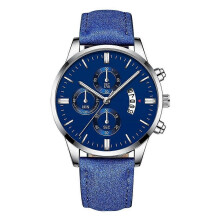 (Blau splitter) herren Uhr Top Marke Luxus Herrenmode Business Quarzuhr männer Casual Lederband