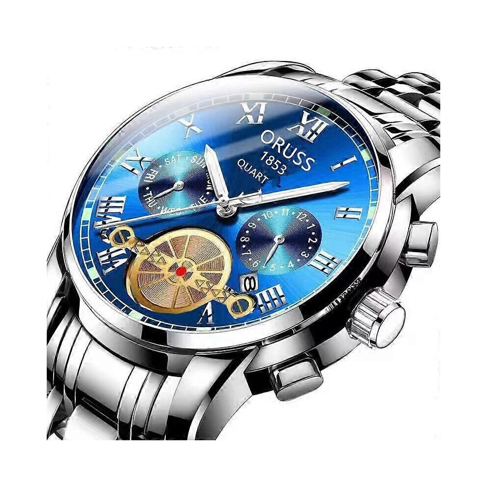(argent) Mouvement non automatique Montre à quartz lumineuse de sport étanche avec pointeur rond en