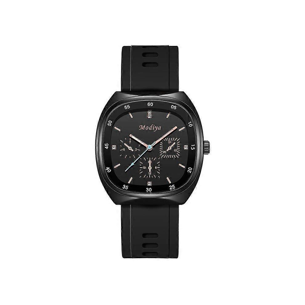 Montre connectée à trois yeux en silicone pour hommes et femmes (noire)