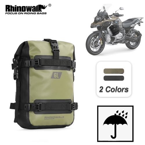 (6L-Μαύρο-1 τεμ.) Rhinowalk Στεγανή τσάντα για μπάρα πρόσκρουσ 1