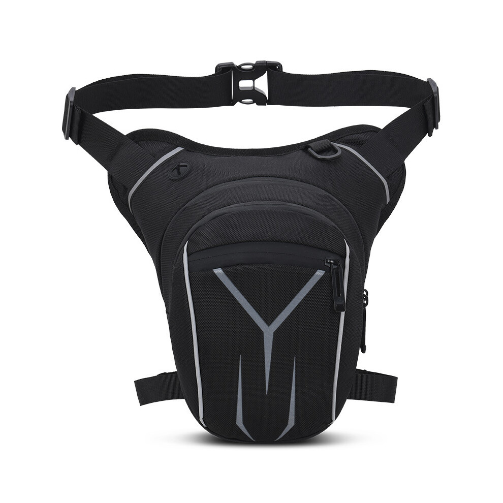 (Noir) Sac de jambe de moto sac de taille de moto pour hommes sac de messager pour hommes sac de sport