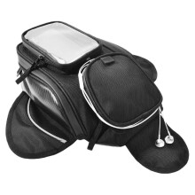 (Zwart) Motorfiets brandstoftanktas Waterdichte motorfiets magnetische brandstoftanktas met telefoonhouder