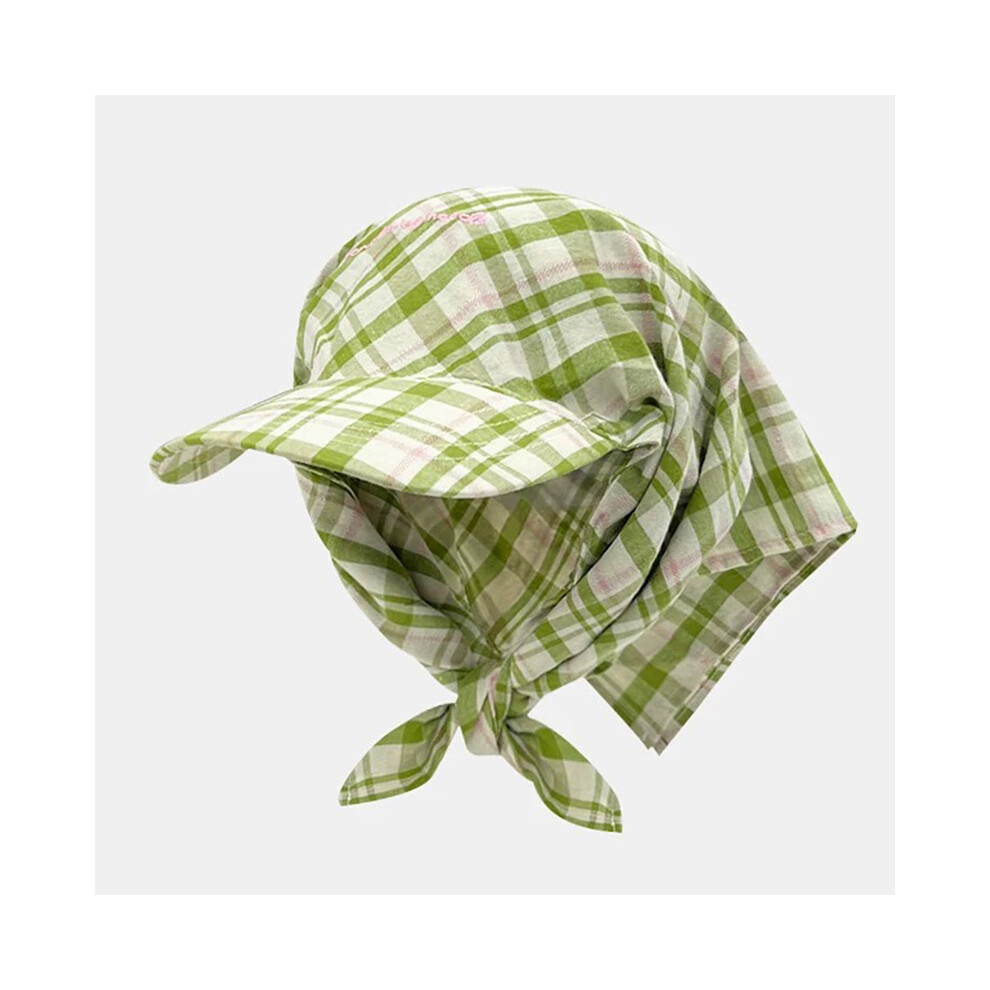 (56-58 cm - vert jaunâtre) Nouveau foulard personnalisé à bretelles à carreaux, tendance d'été pour