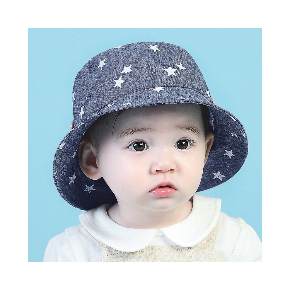 (48 cm - Bleu foncé) Casquettes pour enfants en coton avec imprimé étoiles de dessin animé, chapeau