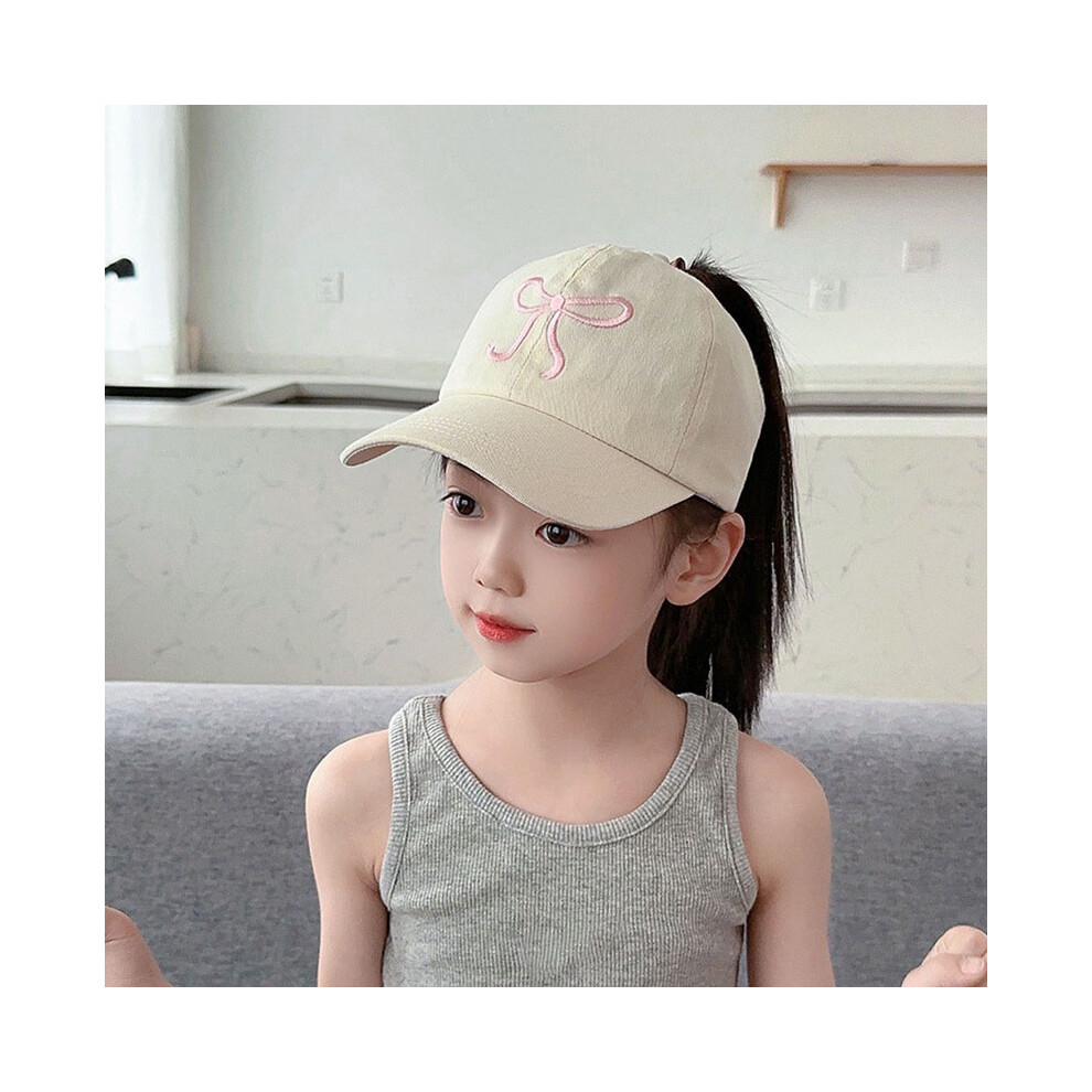 (Beige) Casquette de baseball à nœud doux pour bébé fille, rose et blanc, chapeau de soleil pour enfants,
