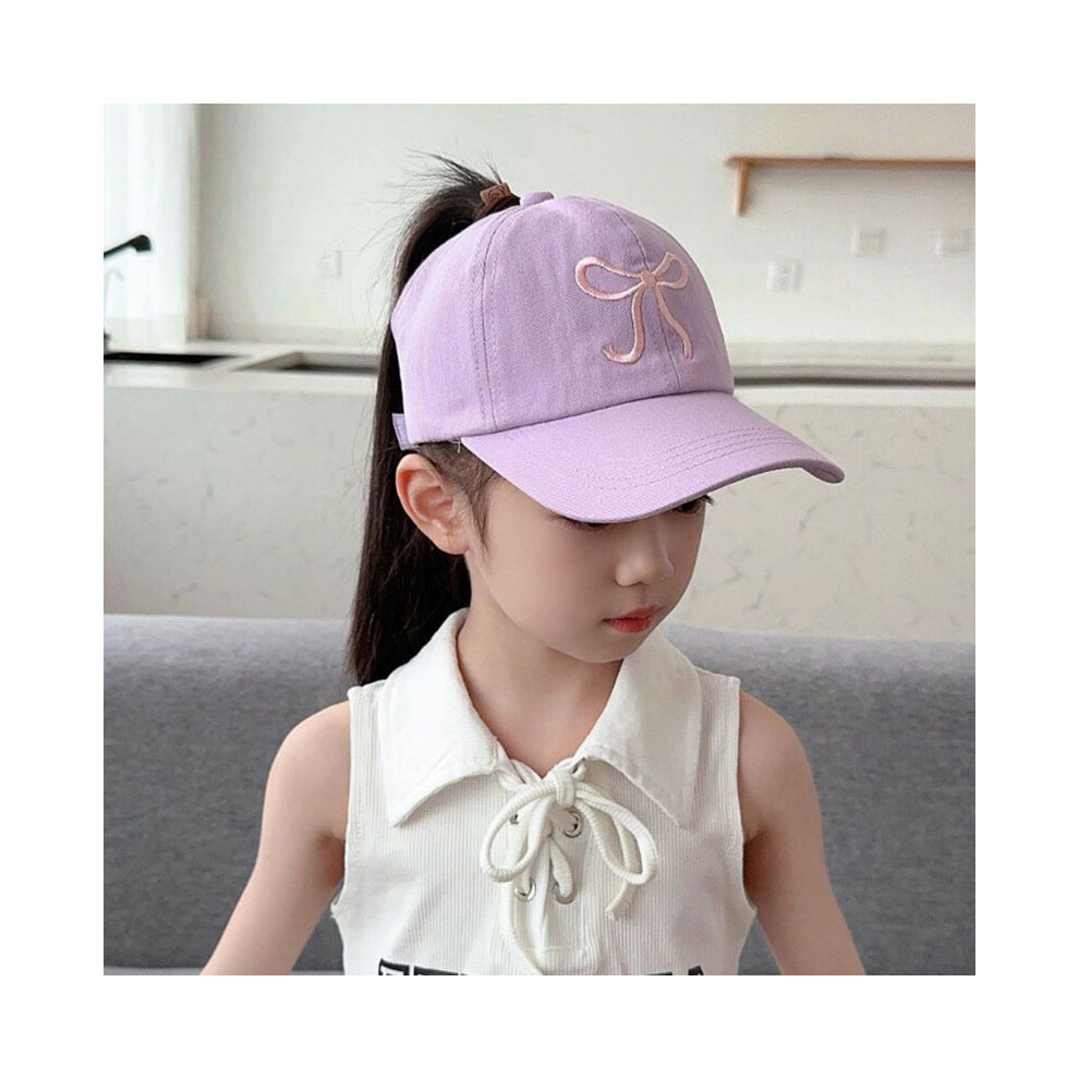 (VIOLET) Casquettes de baseball pour bébé fille avec nœud mignon, rose et blanc, chapeau de soleil pour