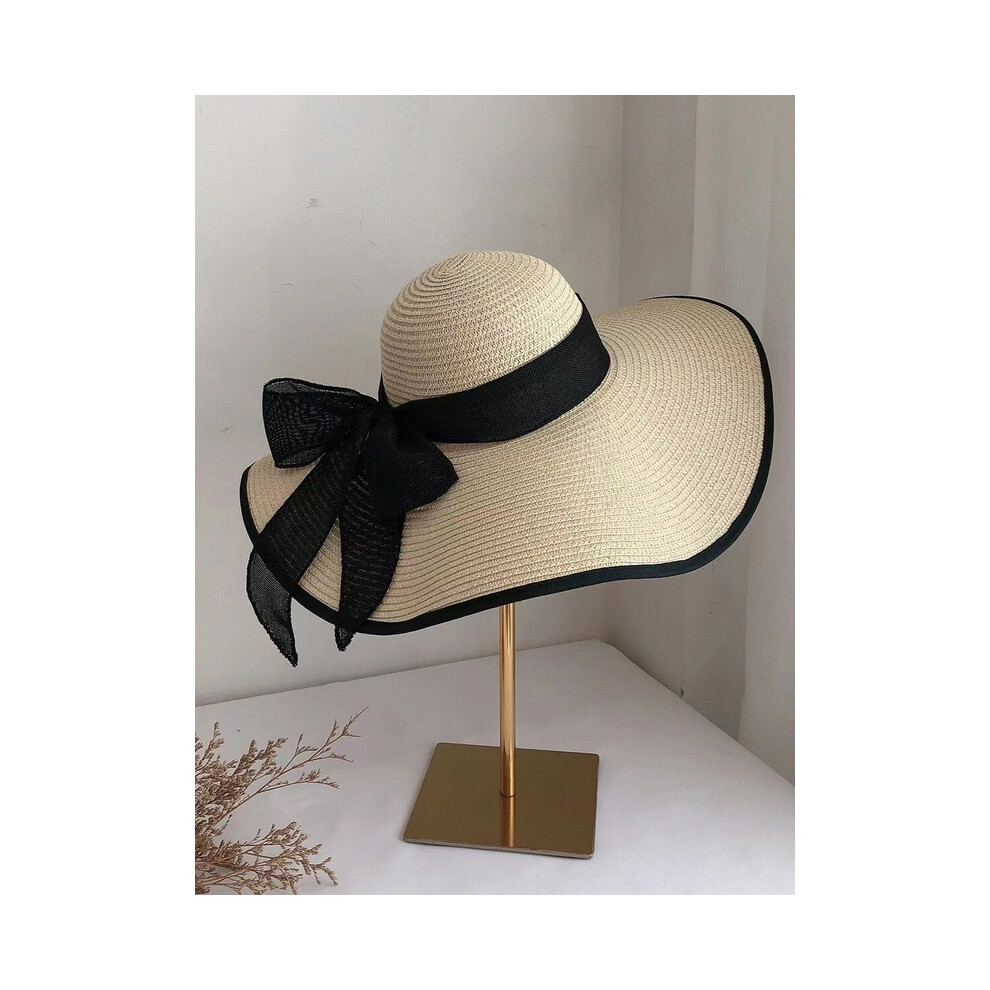 (M 56-58-13) chapeau de paille à large bord Fedora pour femme chapeau de paille visière vacances chapeau