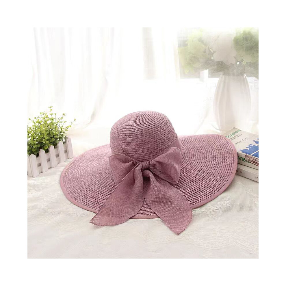 (M 56-58-7) chapeau de paille à large bord Fedora pour femme chapeau de paille visière vacances chapeau