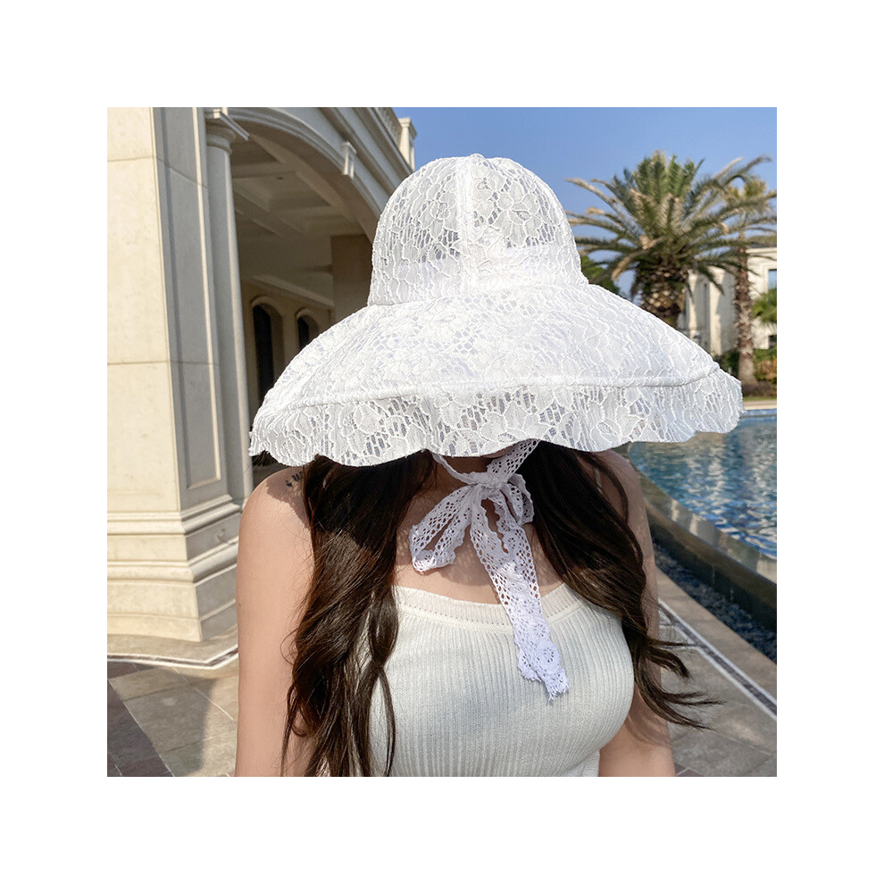 (56-58 cm-style 2) Chapeau de soleil en dentelle pour femme, blanc, noir, chapeau d'été pour femme,
