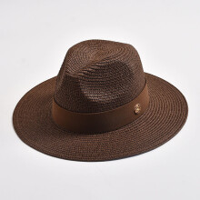 (56–58 cm, Kaffee) Neue Sommer-Strohhüte für Damen und Herren, Panama-Reise-Strand-Sonnenhut, Banddekoration,