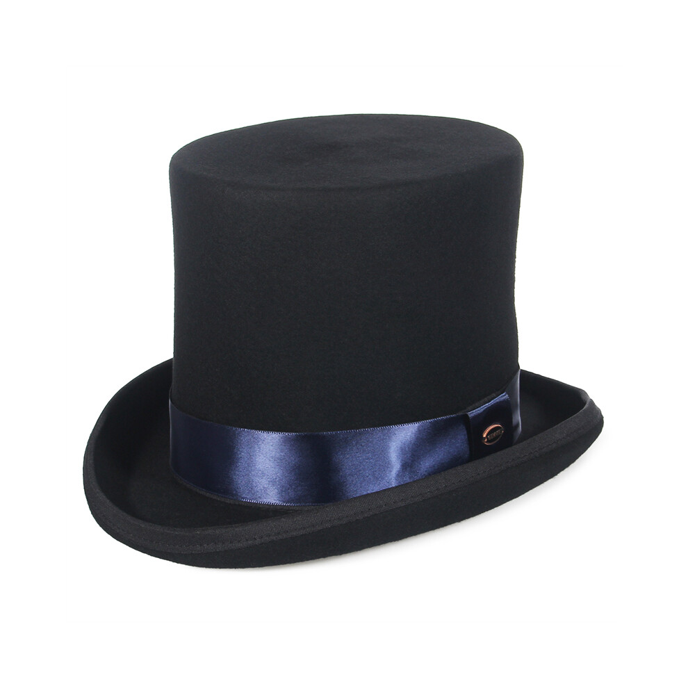 (S55cm-Bleu foncé) 17cm 100% laine feutre castor haut haut chapeau haut de forme Derby cylindre chapeau