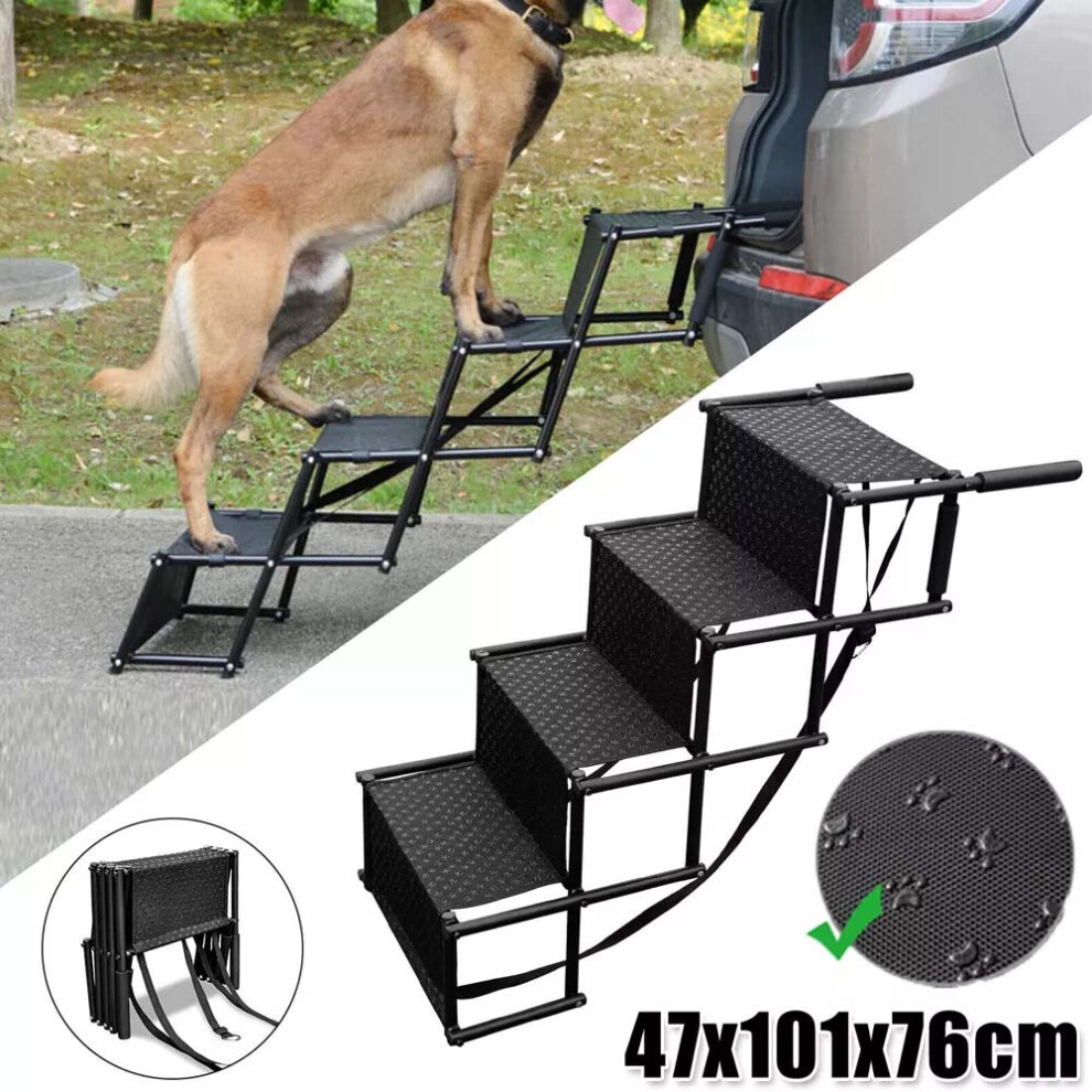 Dog Car Ramp Foldable Dog Car Ladder Steps Steel & Oxford Fabric