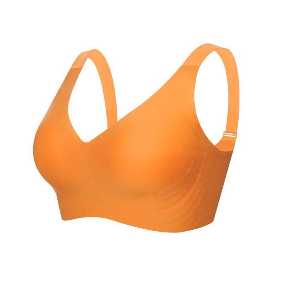 (orange, XXL) Plus Size Bra For Women Seamless Wire Free Bralette Lift Support Brassiere Push Up Sport Bras Female Lingere M-4xl C D E Cup