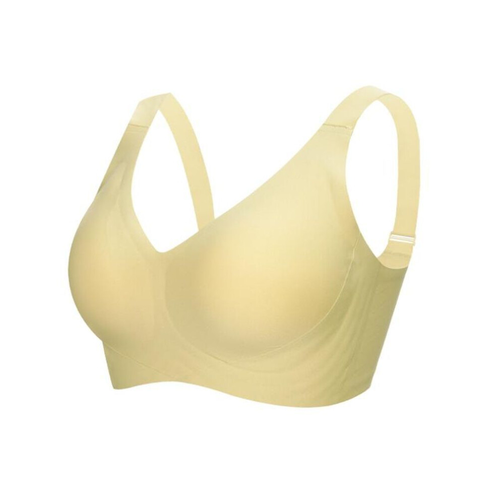 (yellow, L) Plus Size Bra For Women Seamless Wire Free Bralette Lift Support Brassiere Push Up Sport Bras Female Lingere M-4xl C D E Cup